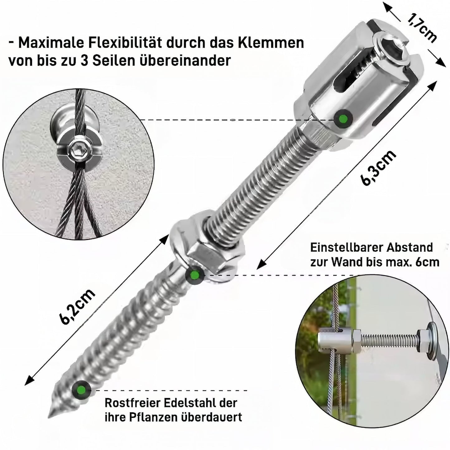 9x Rankhilfe Wand Edelstahl Metall Halter Drahtseil Kletterhilfe Pflanzen Stütze von Mein Shop