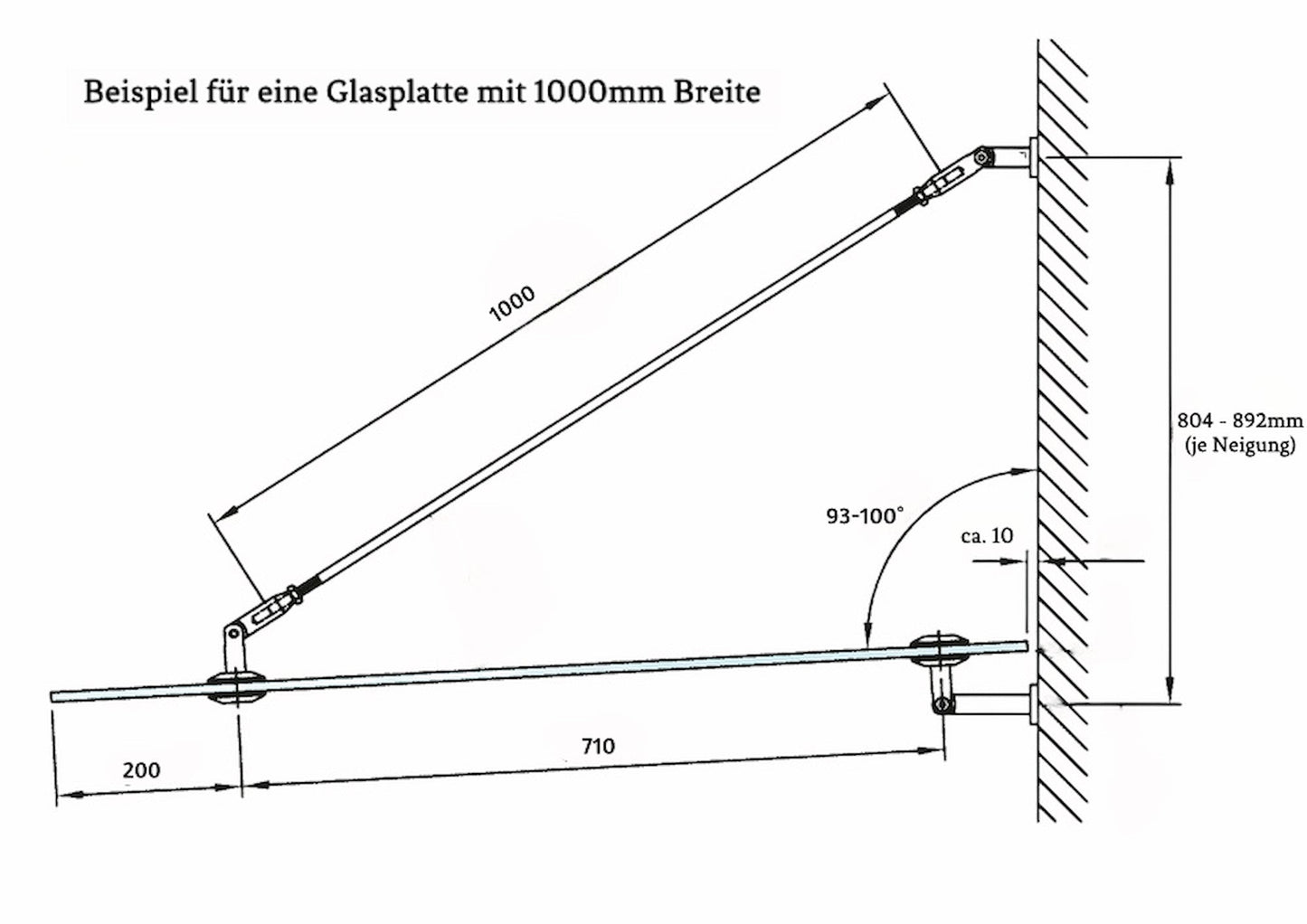 Glashalter Vordach Set Glas Halter Glasvordach Dach Edelstahl Glasdach Halterung von Mein Shop