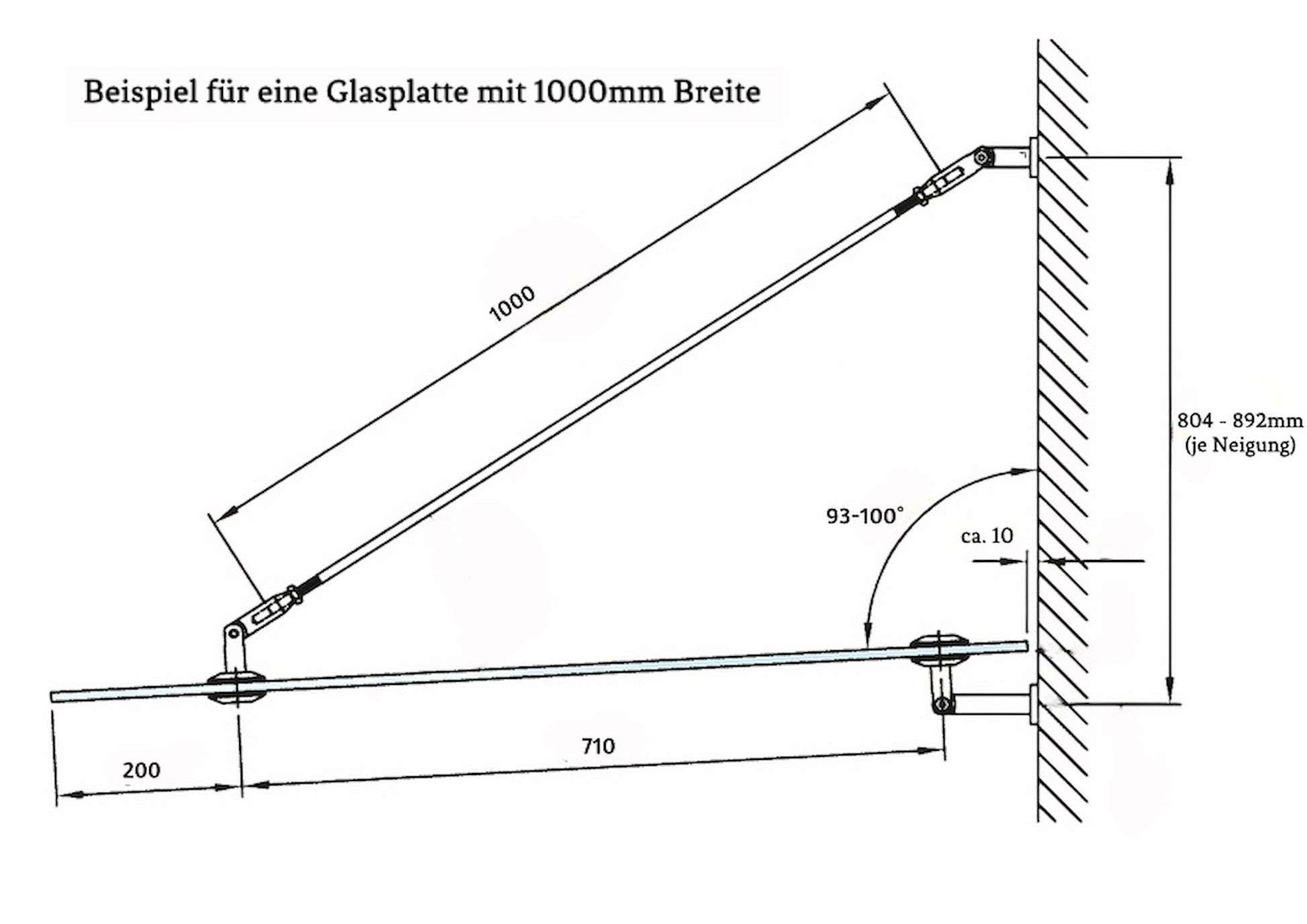 Glashalter Vordach Set Glas Halter Glasvordach Dach Edelstahl Glasdach Halterung von Mein Shop