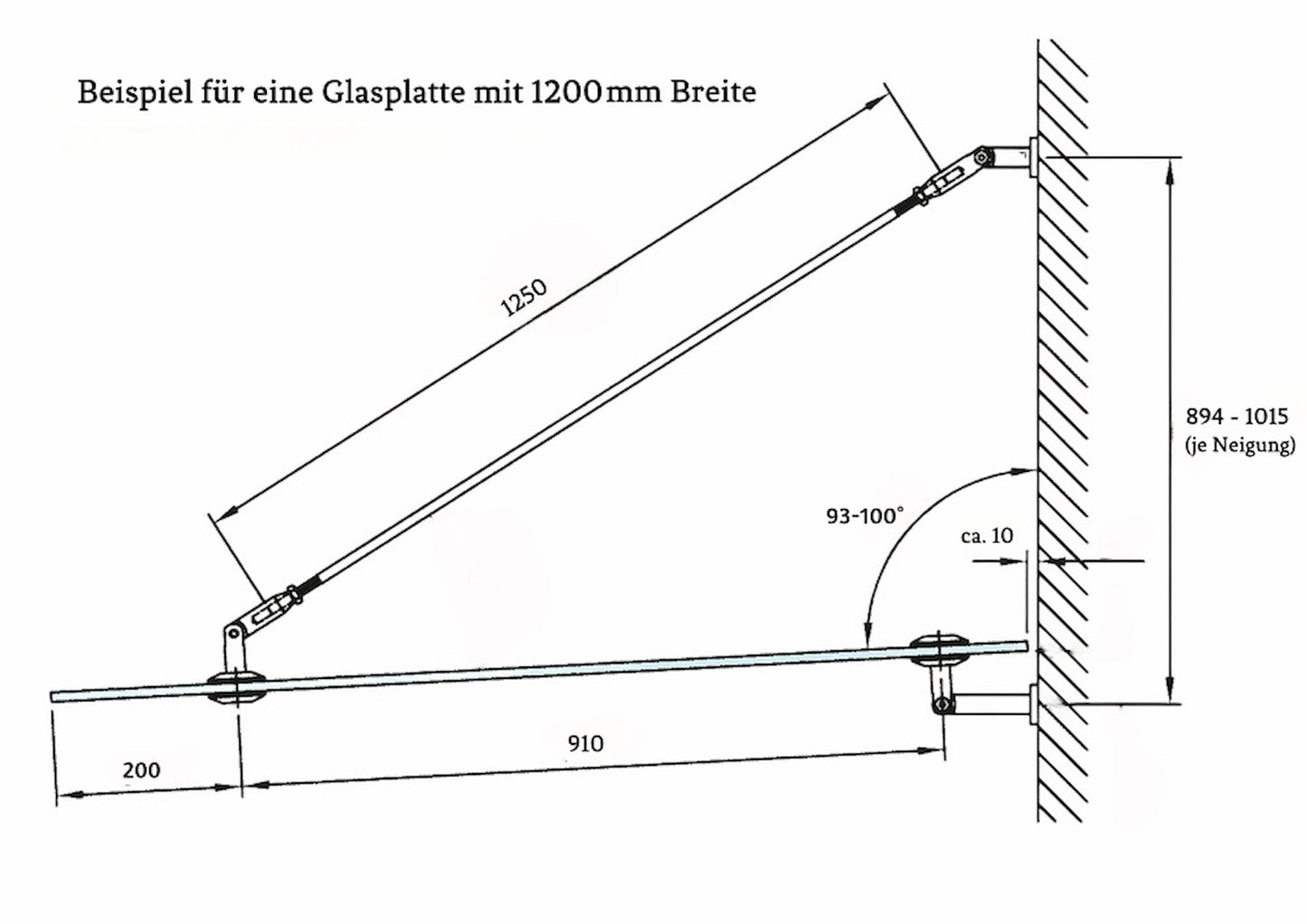 Glashalter Vordach Set Glas Halter Glasvordach Dach Edelstahl Glasdach Halterung von Mein Shop