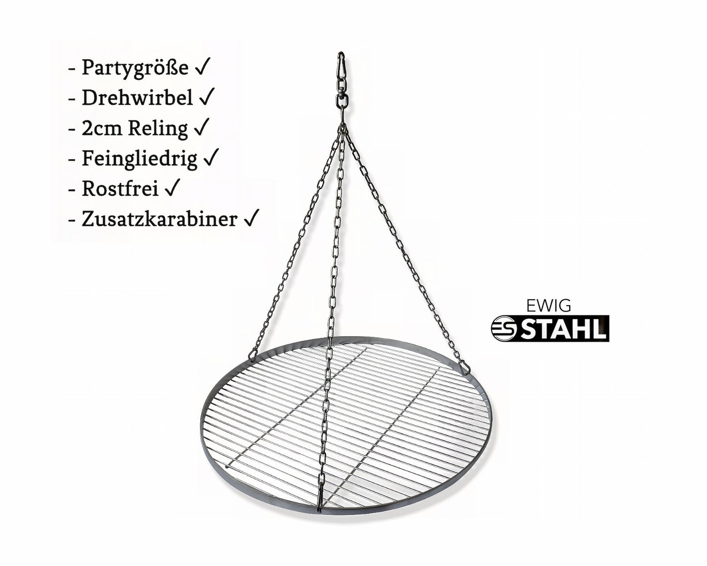 Grillrost Ø 60 cm Edelstahl feingliedrig Drehwirbel Schwenkgrill Rund von Mein Shop