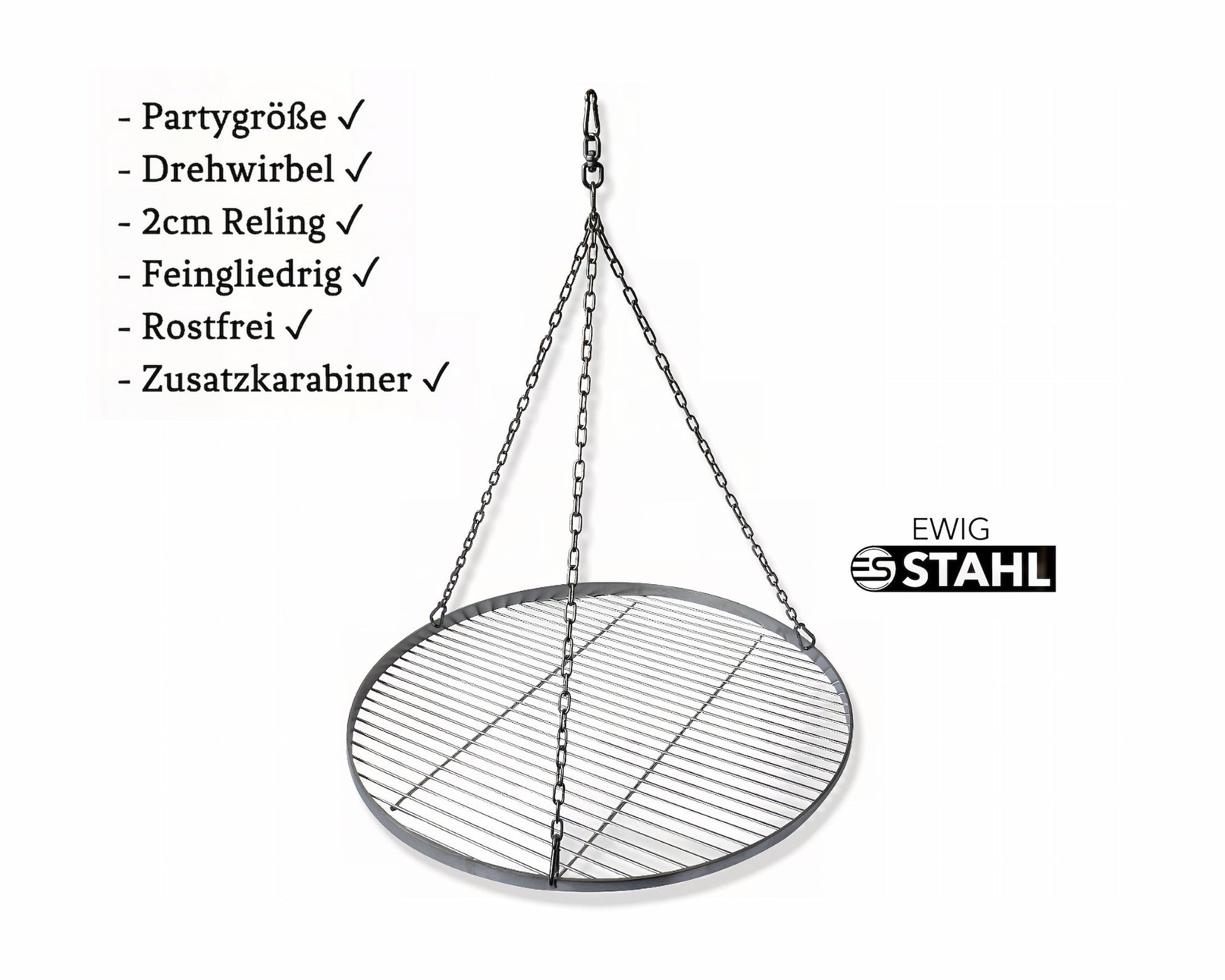 Grillrost Ø 60 cm Edelstahl feingliedrig Drehwirbel Schwenkgrill Rund von Mein Shop