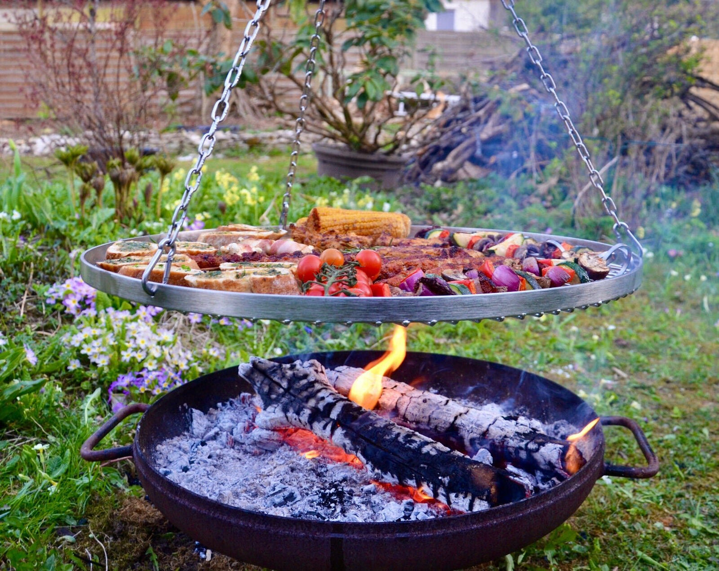 Grillrost Ø 60 cm Edelstahl feingliedrig Drehwirbel Schwenkgrill Rund von Mein Shop