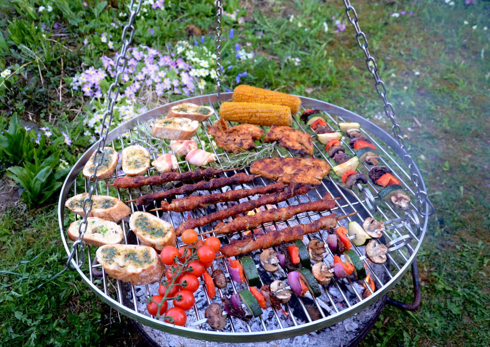 Grillrost Ø 60 cm Edelstahl feingliedrig Drehwirbel Schwenkgrill Rund von Mein Shop