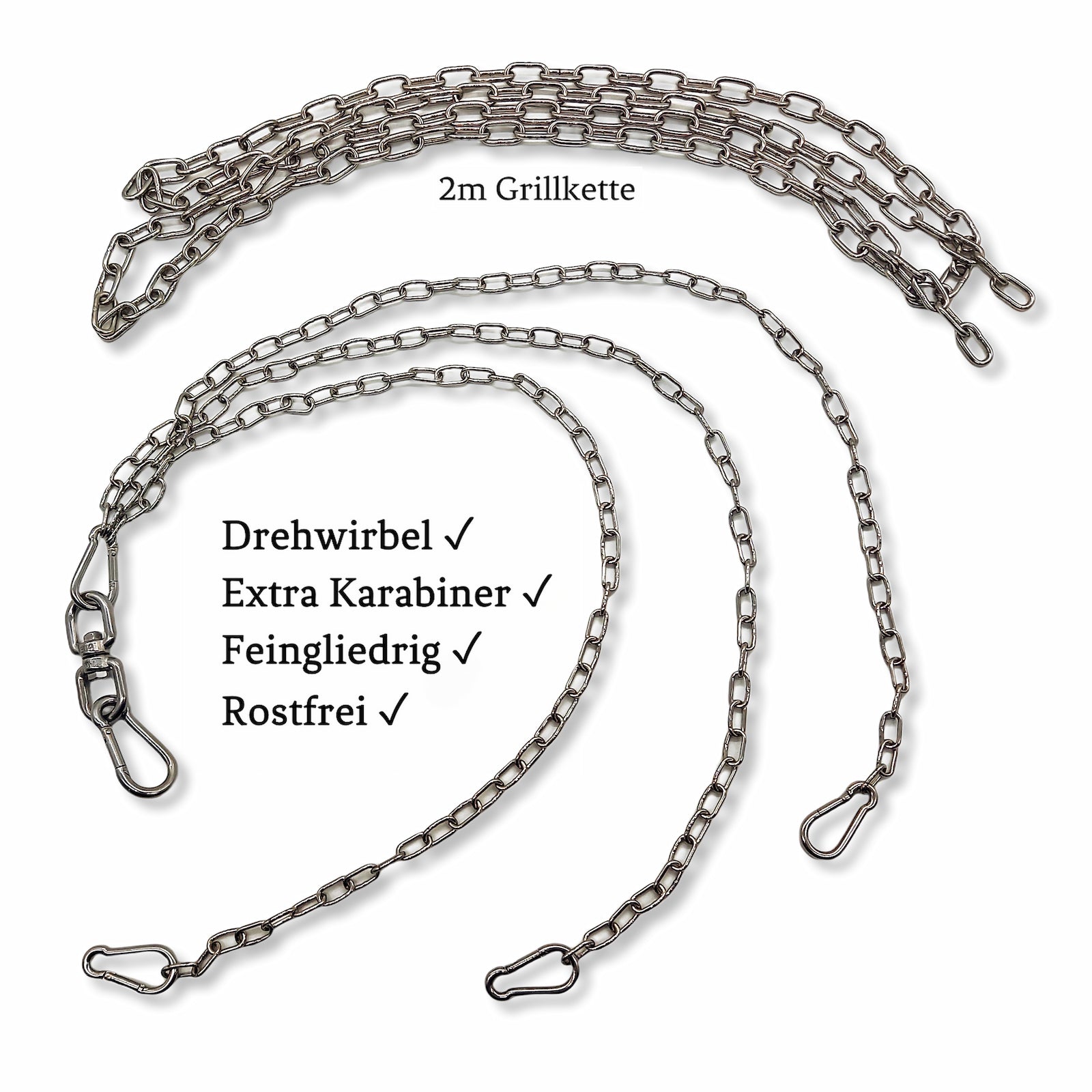 Kettensatz Edelstahl Drehwirbel Grillkette 50,60,70,80 - 100 Grillrost Grill Kette von Mein Shop