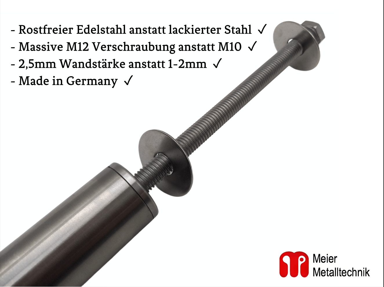Klimmzugstange Massiv 2,5mm Wandstärke 70 - 170cm Pull Up Bar, Reckstange von Mein Shop