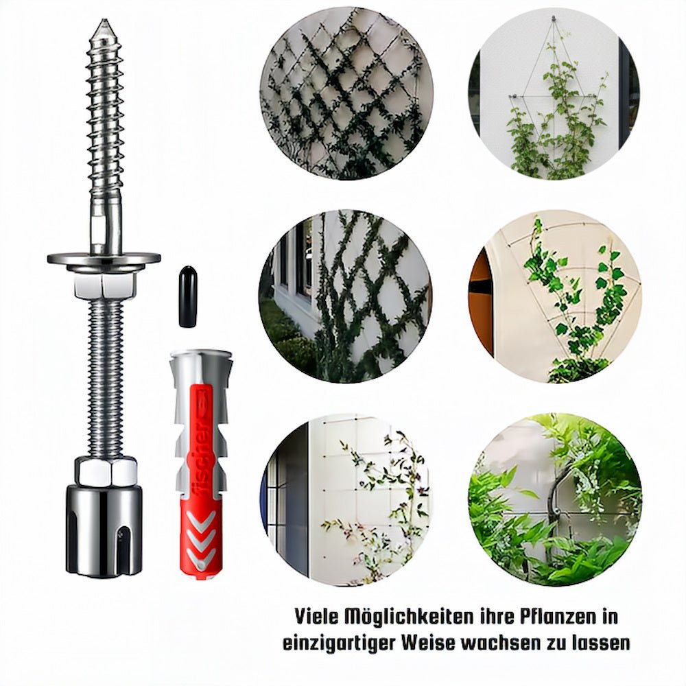 9x Rankhilfe Wand Edelstahl Metall Halter Drahtseil Kletterhilfe Pflanzen Stütze von EwigStahl – Meier Metalltechnik
