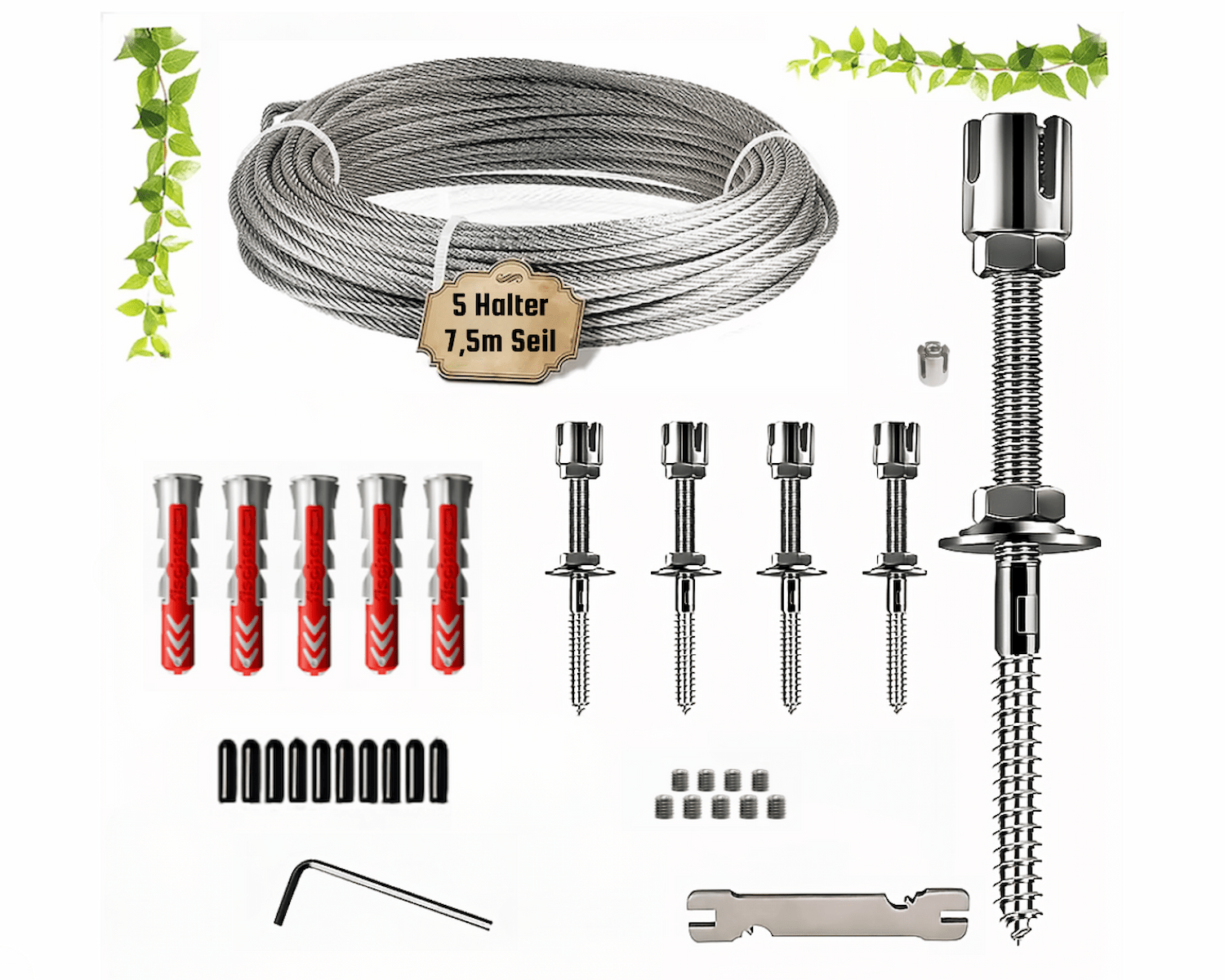 9x Rankhilfe Wand Edelstahl Metall Halter Drahtseil Kletterhilfe Pflanzen Stütze von Mein Shop