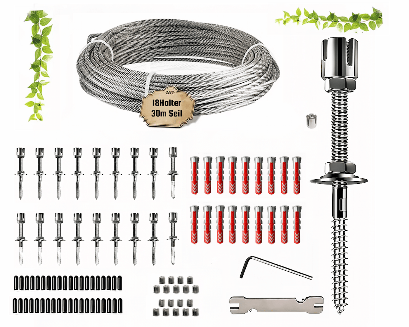 9x Rankhilfe Wand Edelstahl Metall Halter Drahtseil Kletterhilfe Pflanzen Stütze von Mein Shop