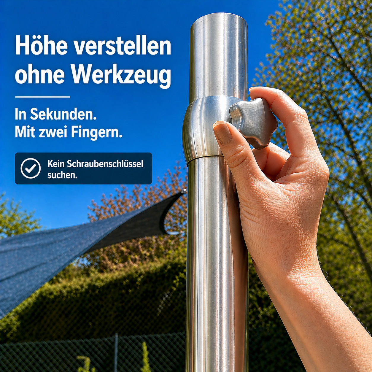 Sonnensegelmast 3m Höhenverstellbar Edelstahl Sonnensegel Mast Pfosten Stange