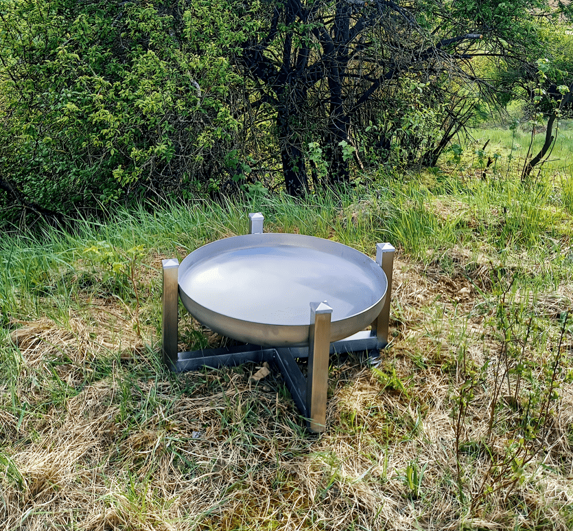 Feuerschale Edelstahl mit Deckel Designerstück 60cm 600mm Outdoor für den Garten von Mein Shop