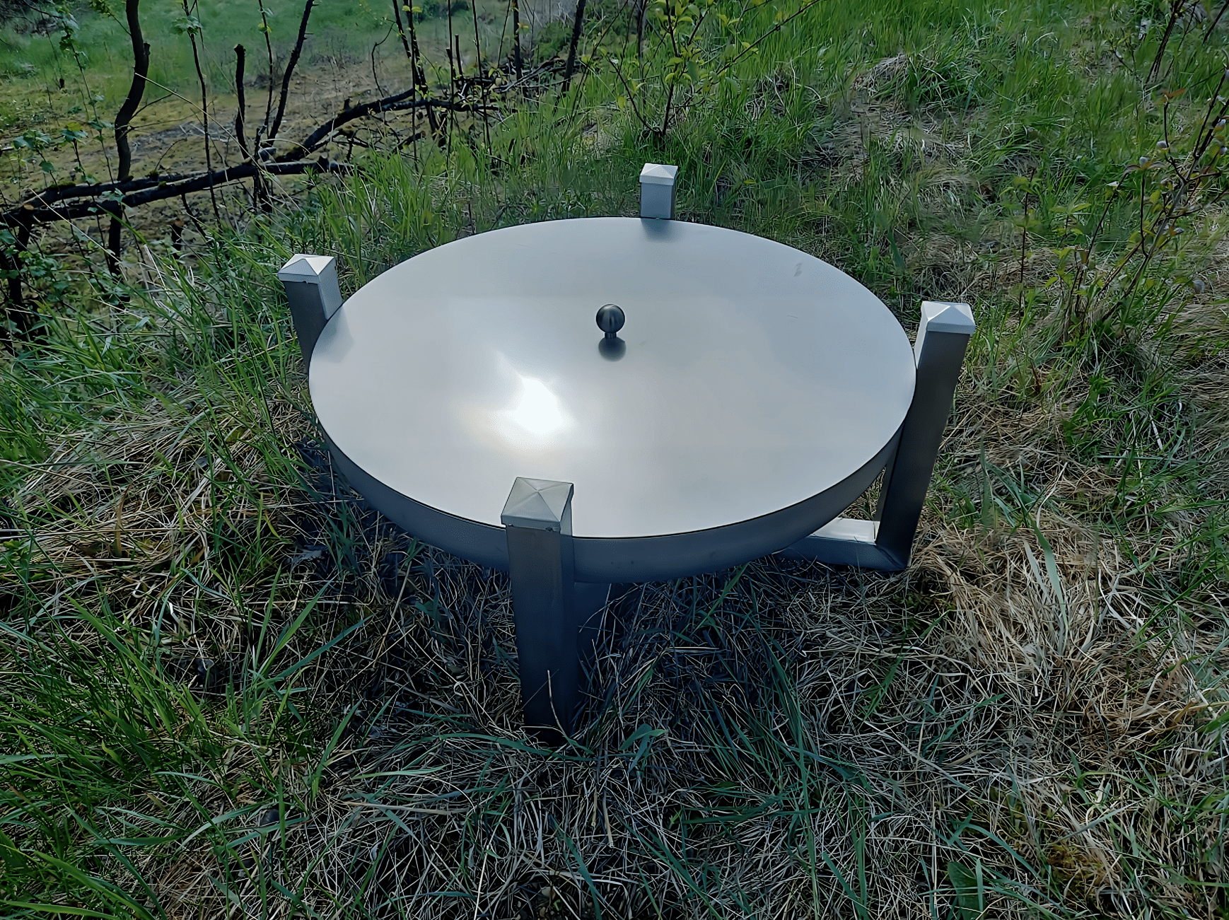 Feuerschale Edelstahl mit Deckel Designerstück 60cm 600mm Outdoor für den Garten von Mein Shop