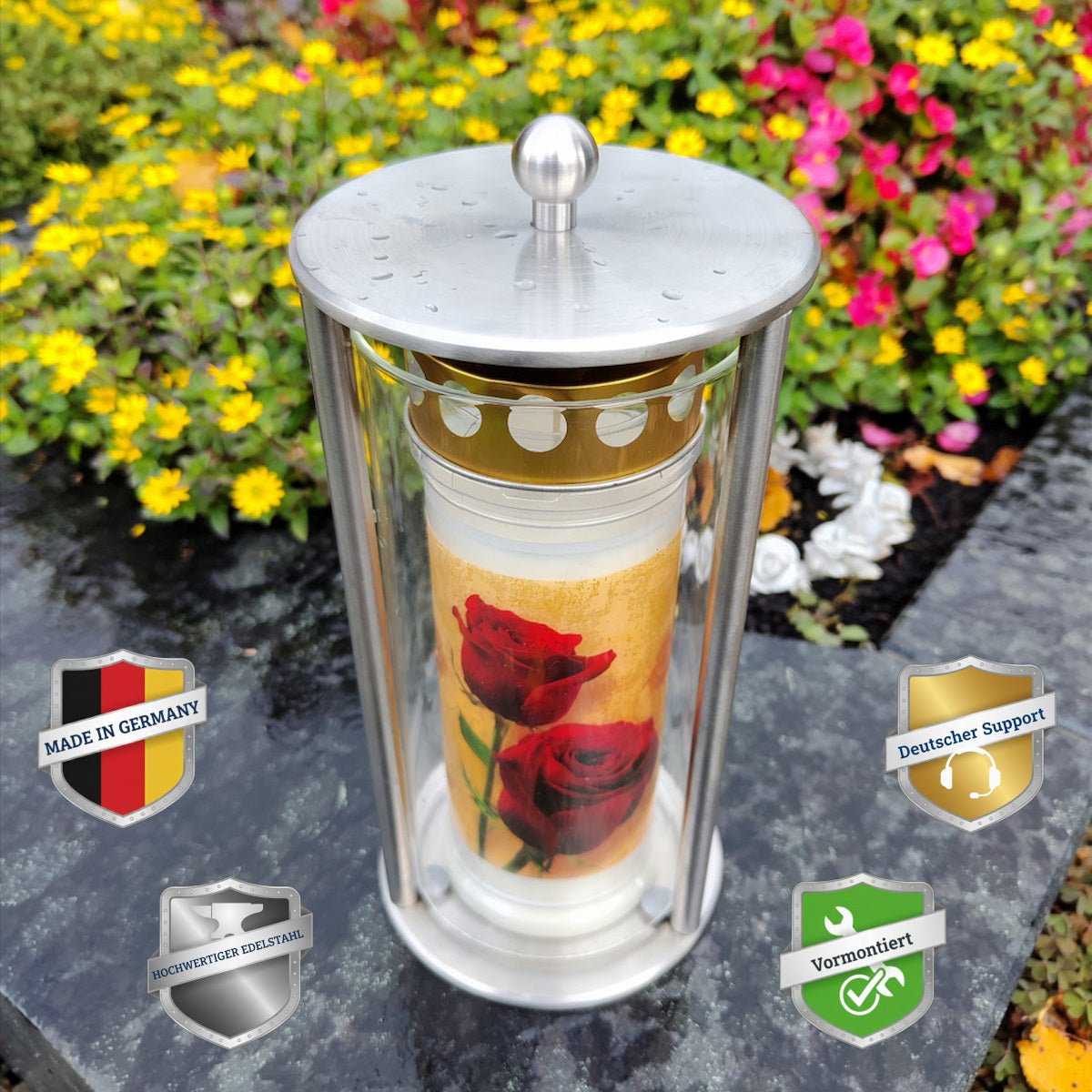 Grablaterne wetterfest Friedhof Grablicht Laterne Grabschmuck draußen outdoor von Mein Shop