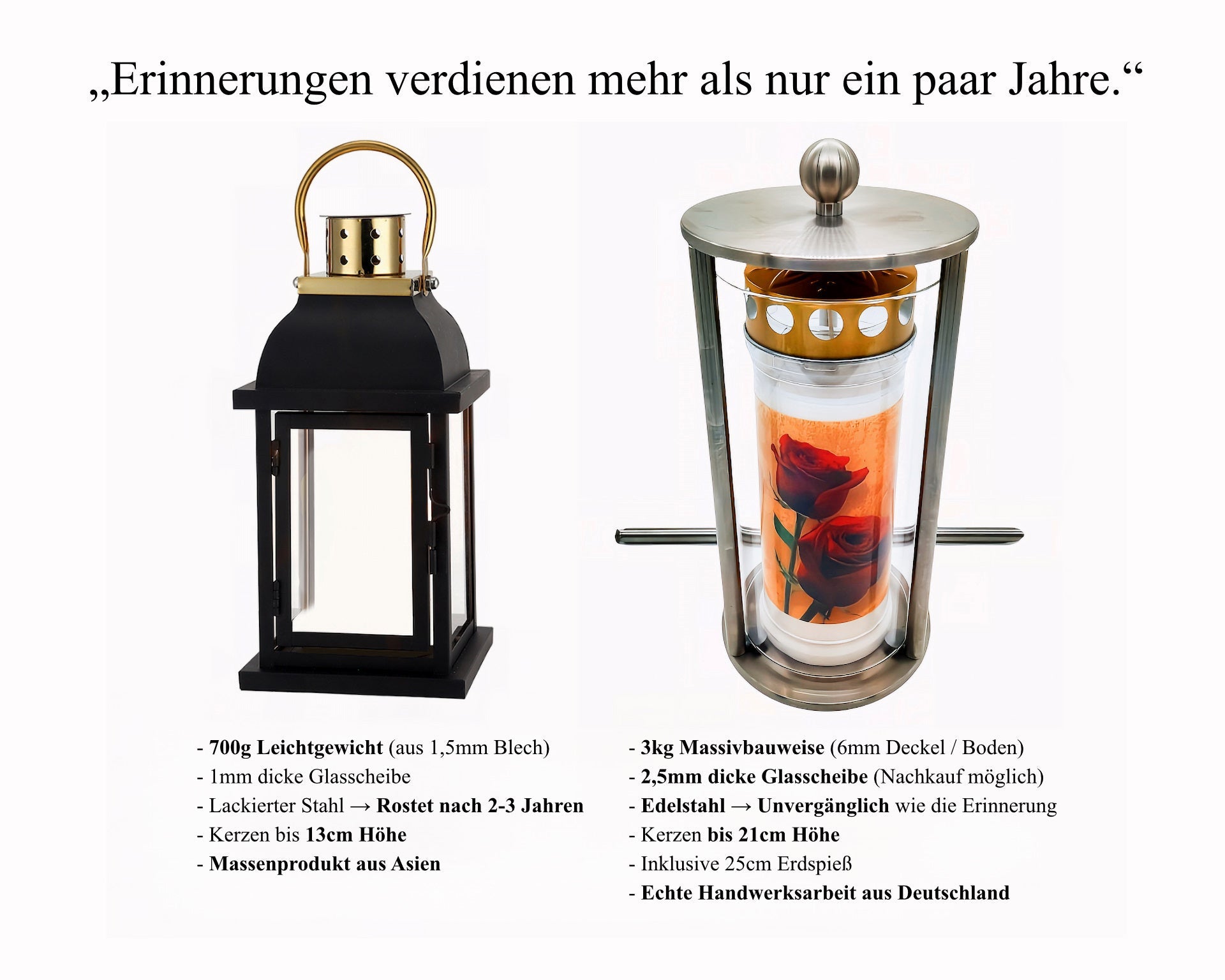 Grablaterne wetterfest Friedhof Grablicht Laterne Grabschmuck draußen outdoor von Mein Shop