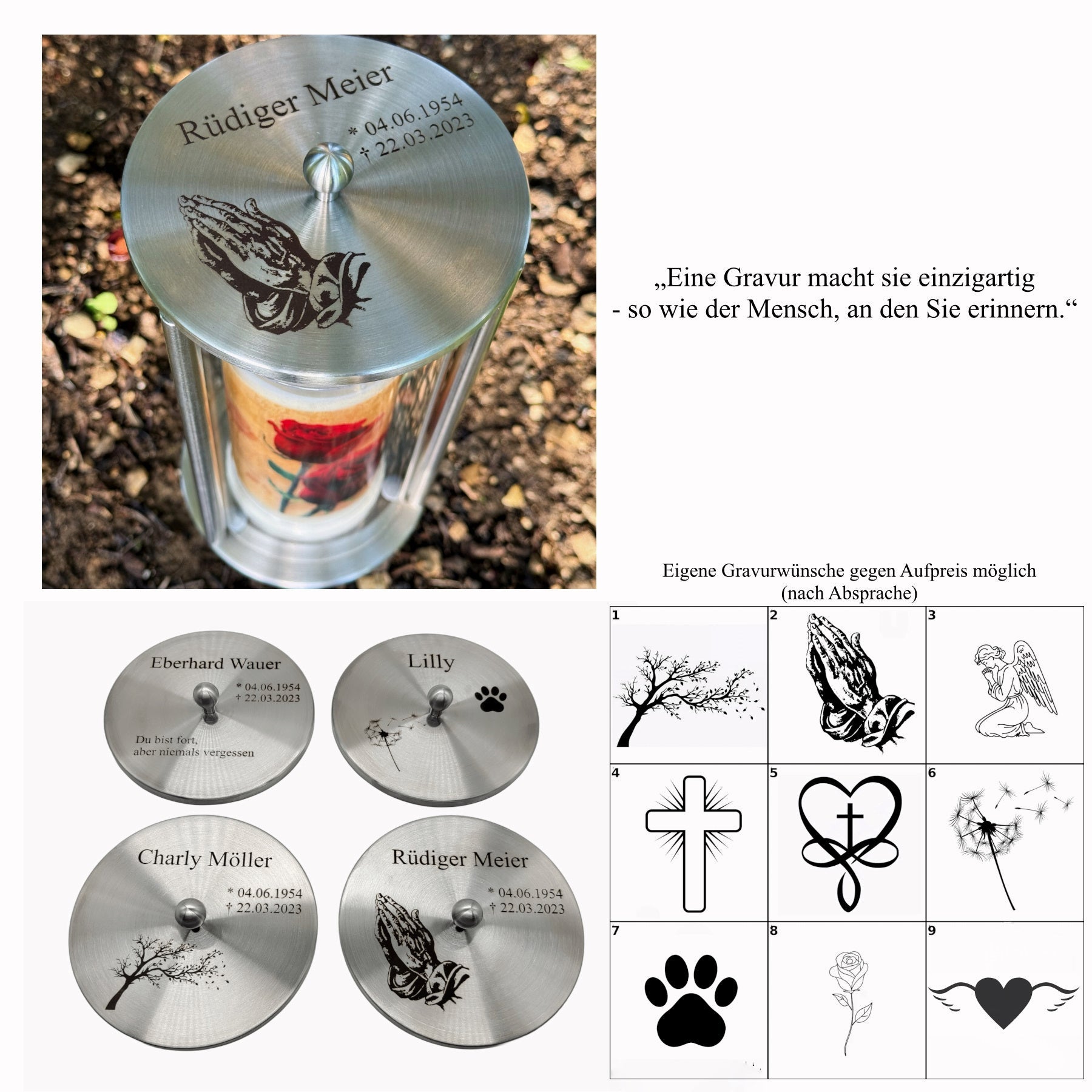 Grablaterne wetterfest Friedhof Grablicht Laterne Grabschmuck draußen outdoor von Mein Shop