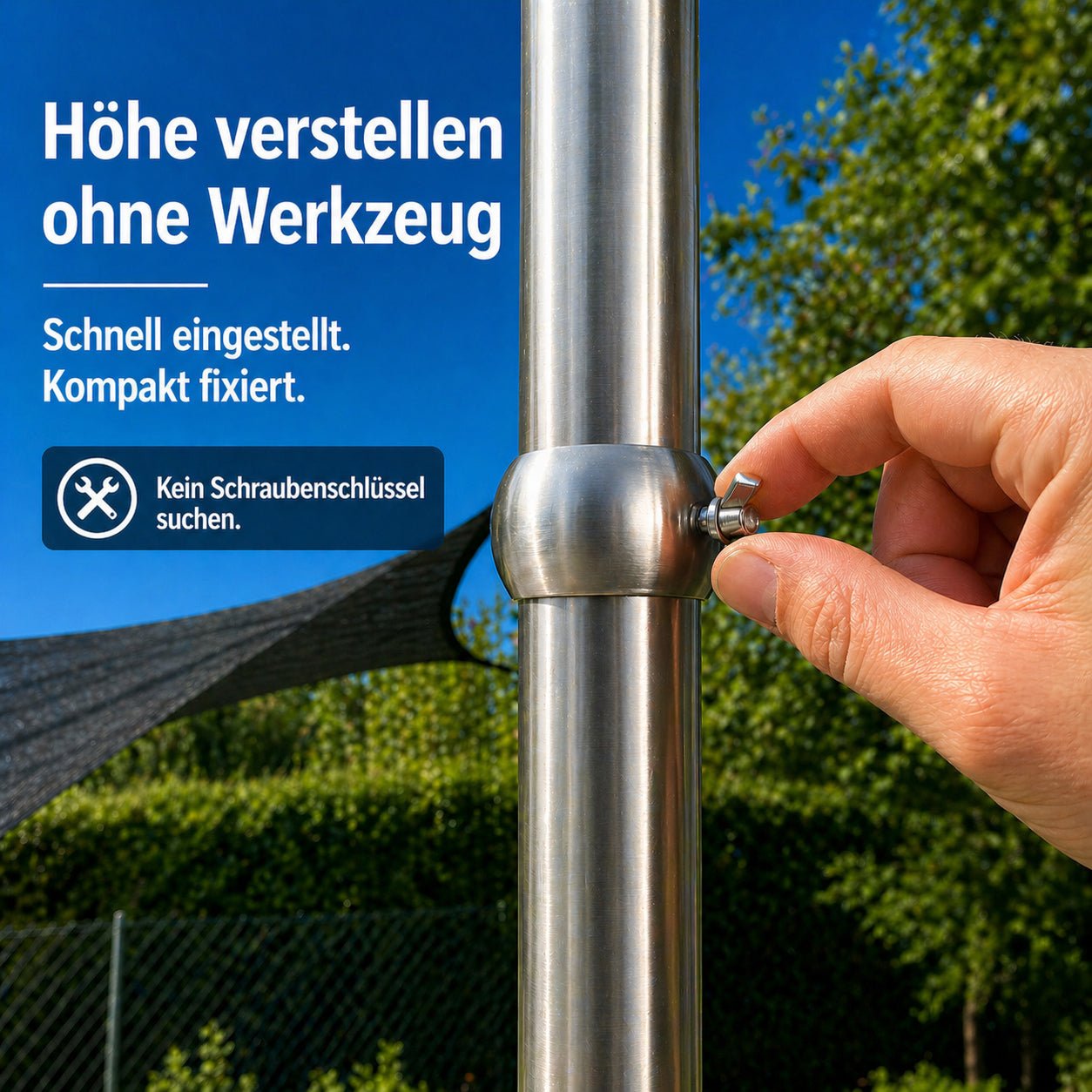 Sonnensegelmast 3m Höhenverstellbar Edelstahl Sonnensegel Mast Pfosten Stange von EwigStahl – Meier Metalltechnik