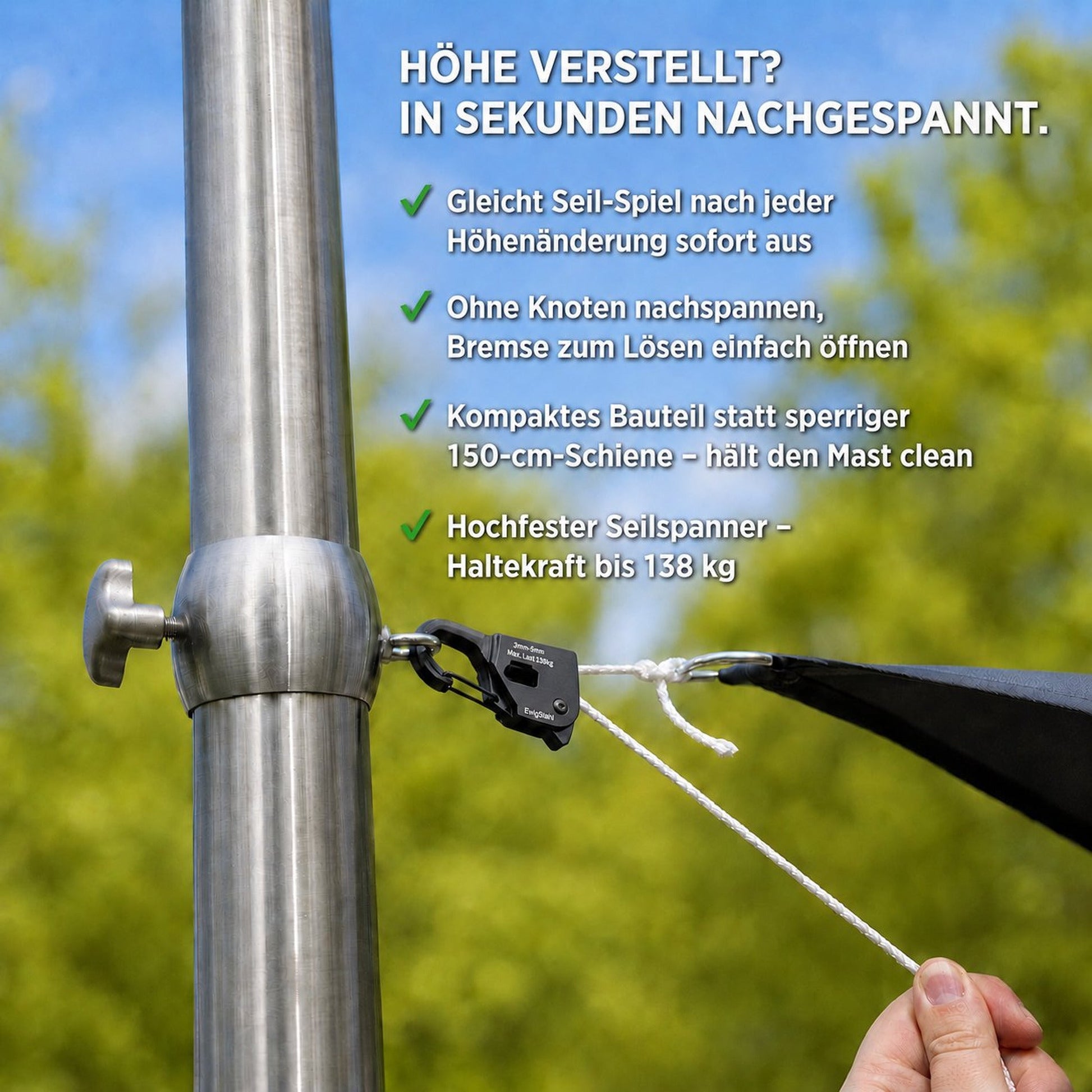 Sonnensegelmast 3m Höhenverstellbar Edelstahl Sonnensegel Mast Pfosten Stange von EwigStahl – Meier Metalltechnik